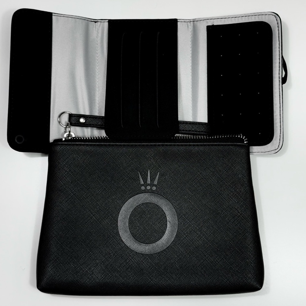 Pandora and me- Black clutch with jewelry organizer pouch